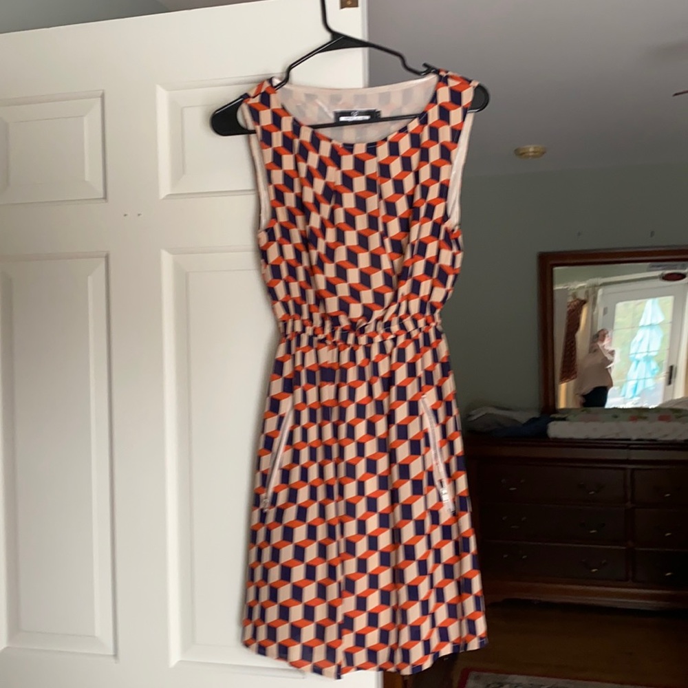 Paper Plane London optical illusion box dress with exposed zip pockets